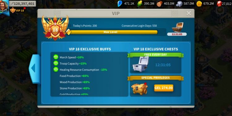 VIP 18 and a lot VIP POINTS in bag. 6500$ + Fee