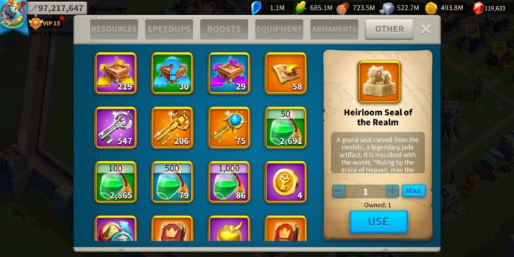 97 Million power. VIP 15. 119k gems. 250 USD + our Fee