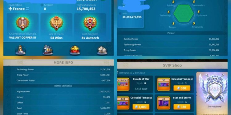 SVIP. 117 Million power. 26 Billion kills. 2000 USD + our Fee