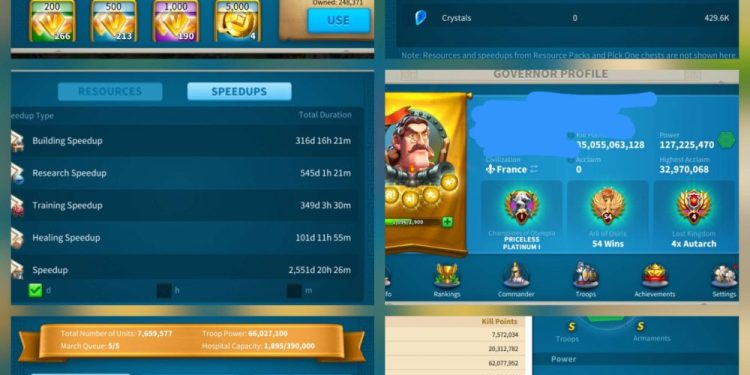 127 Million power. 35 Billion kills. 49 million dead troops. 3000 USD + our Fee