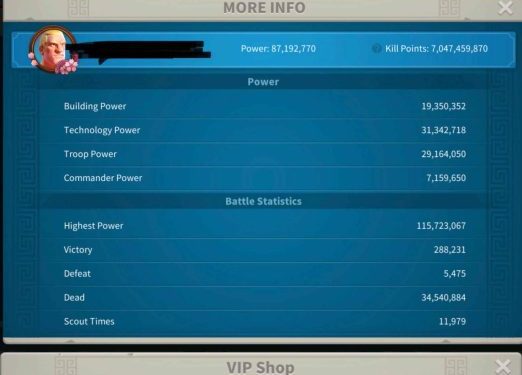Rise of Kingdoms. VIP 18 (1.5million VIP till VIP19). 700 usd + fee