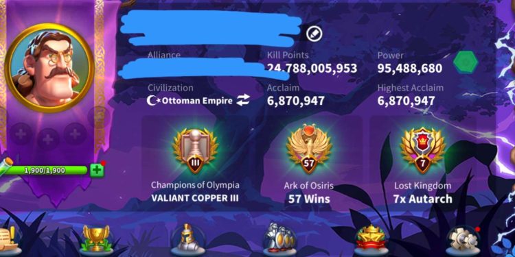 95 Million power. SVIP. 24.7 Billion Kills and 60 Million dead troops. 2250 USD + our Fee