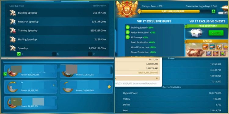 Rise of Kingdoms. 43 legendary comanders Expertised, 433 gold heads. 800 usd + fee