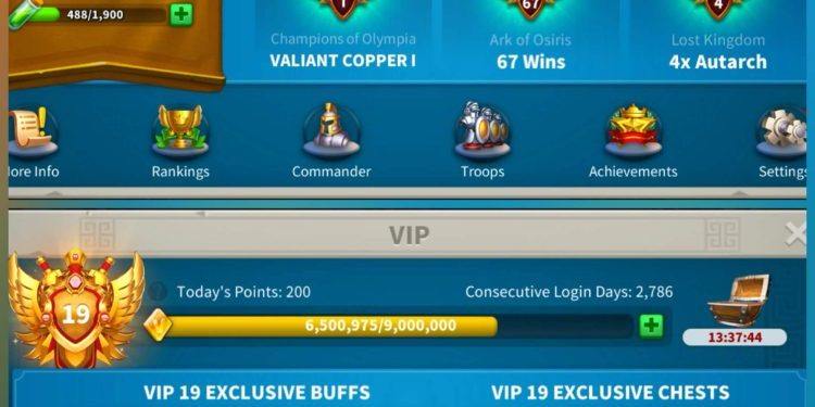Rise of Kingdoms. POWER (165.2M) VIP19. 6000 usd + fee