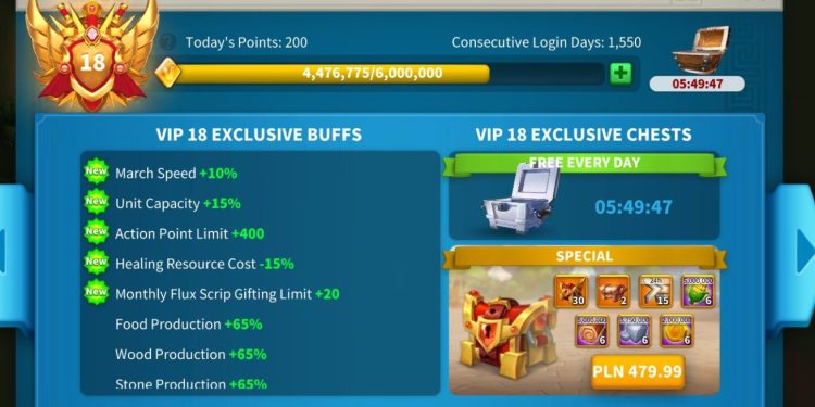 Rise of Kingdoms. 90 Million power. VIP 18. 10,3 Billion kills. 850 USD + our Fee