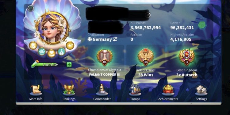 Rise of Kingdoms. 96.5 Million power. 500 usd + fee