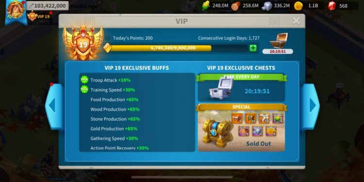 Rise of Kingdoms. 103 Million power. VIP 19. 8 Billion kills. 1000 USD + our Fee
