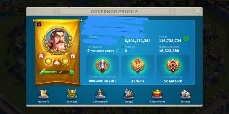 Rise of Kingdoms. 116 Million power, 8 Billion kills, VIP 18. 900 USD + our Fee