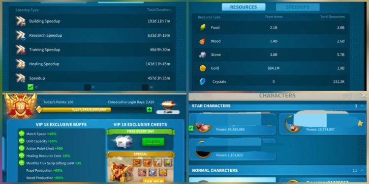Rise of Kingdoms. Power : 115.6 mil. 650 usd + fee