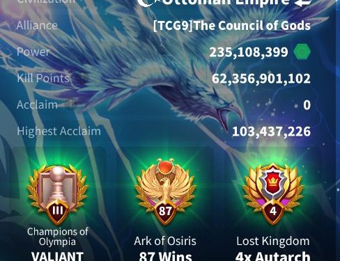 Rise of Kingdoms. 235 Million power, 62 Billion kills. SVIP. 16 500 USD + our Fee