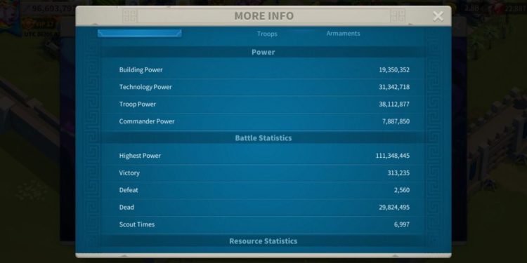 Rise of Kingdoms. 97 Million power, VIP 17. 11 Billion kills. 700 usd + fee