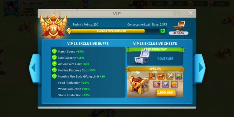 Rise of Kingdoms. 94 Million power, 11 Billion kills, VIP 18. 800 USD + our Fee