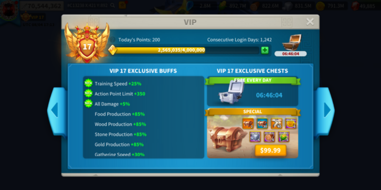 Rise of Kingdoms. 75 Million power, 3.6 Billion kills. VIP 17. 500 usd + fee