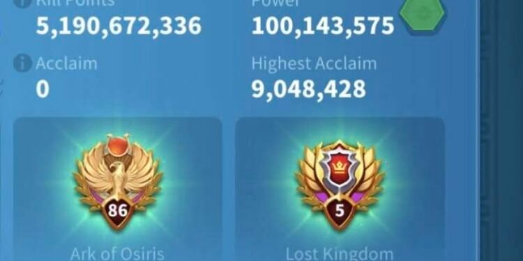 Rise of Kingdoms. 100 Million power, 5,1 Billion kills. VIP 18. 1000 usd + fee