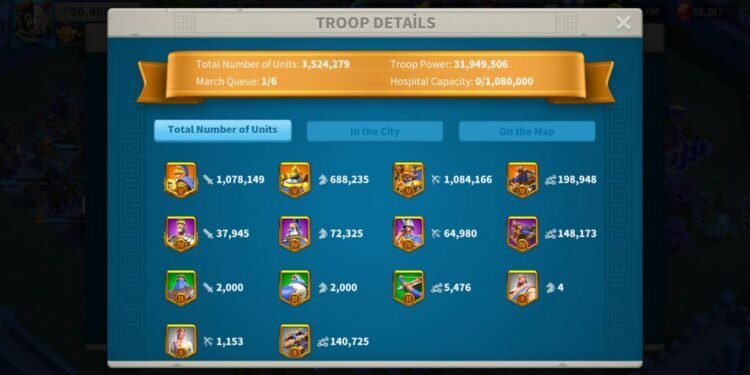 Rise of Kingdoms. Power: 93M، 5.335B KP. 850 usd + fee