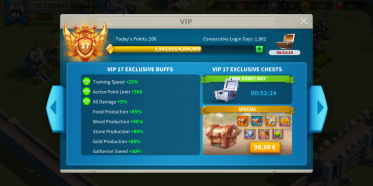 Rise of Kingdoms. 86 mil power, 6b kills, vip 17. 700 usd + fee