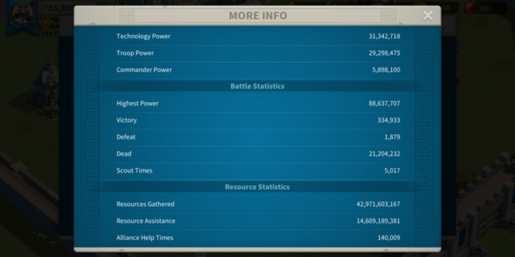 Rise of Kingdoms. 86 mil power, 6b kills, vip 17. 700 usd + fee