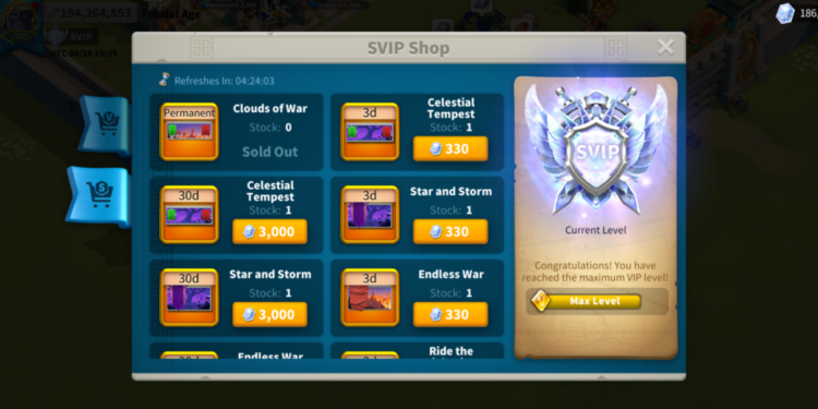 Rise of Kingdoms. 230 Million power, 33.5 Billion kills, 63 Million dead troops, 505M autarch, 9 digit account (1650 days). 12000 usd + fee