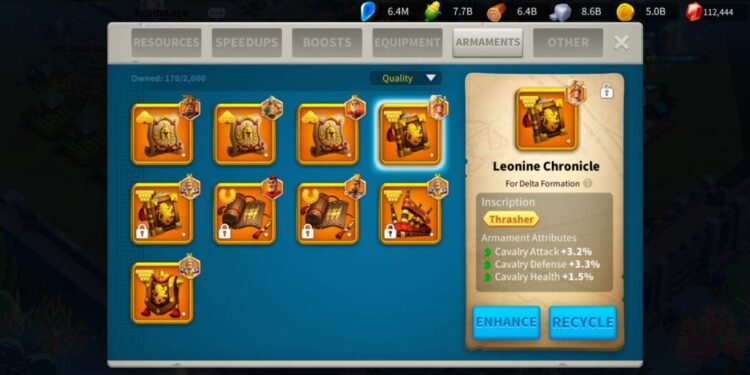 Rise of Kingdoms. EQUIPMENT 56(37 special gear). 7500 usd + fee
