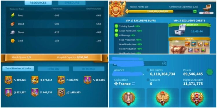 Rise of Kingdoms. 157 Million power, 50 Billion kills. 81 Million dead troops. 5900 USD + our Fee