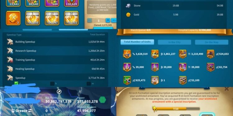 Rise of Kingdoms. 177 Million power, 50 Billion kills, SVIP. 11000 USD + our Fee
