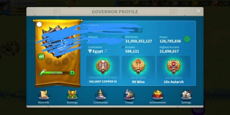 Rise of Kingdoms. 126 Million power, 32 Billion kills. SVIP. 5000 USD + our Fee