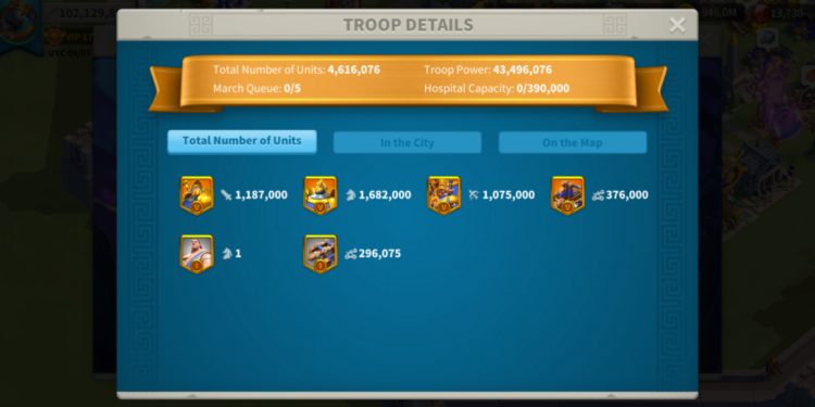 Rise of Kingdoms. 102 Million power, 10.9 Billion kills VIP 17( 1m from 18). 500 usd + fee